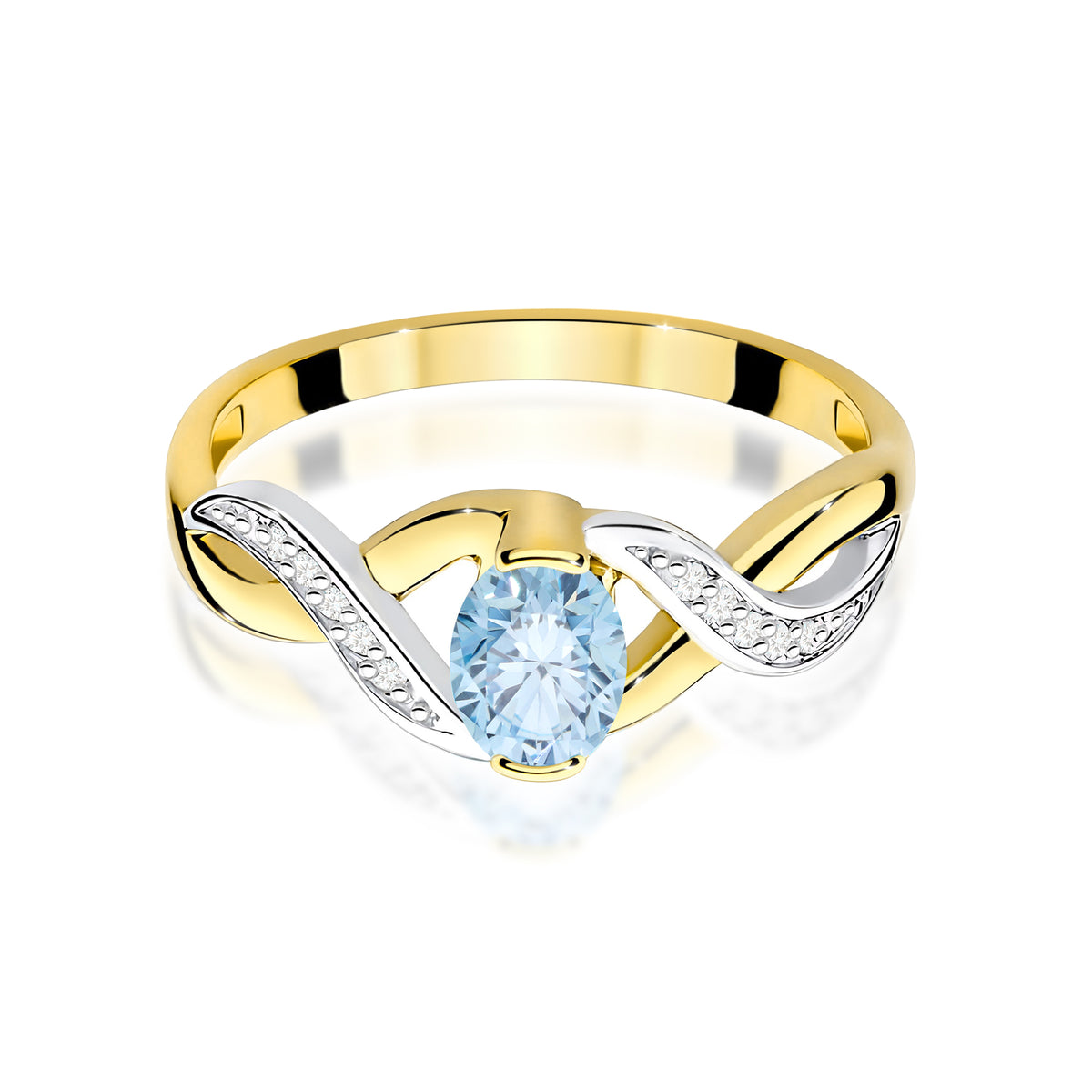 Inel Aur 14K cu Diamante Albastru de Laborator 0.55 ct