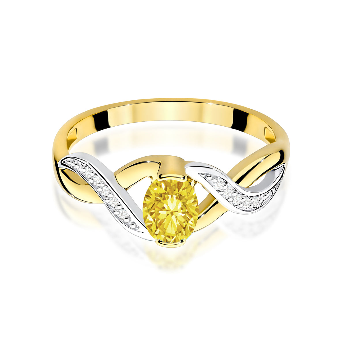 Inel Aur 14K cu Diamante Galben de Laborator 0.55 ct