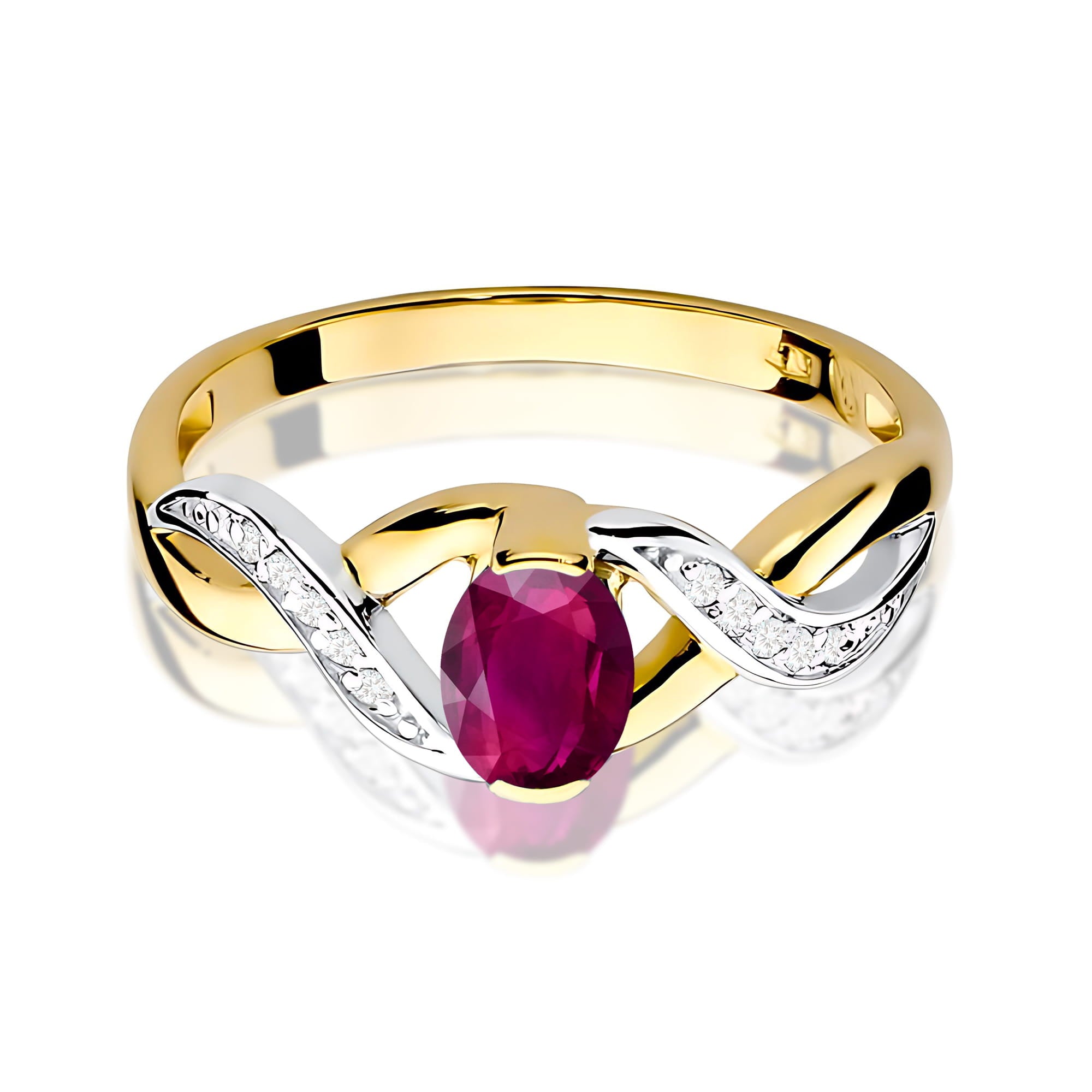 Inel Aur 9K cu Rhodolite 0.50 ct si Diamante Naturale 0.05 ct