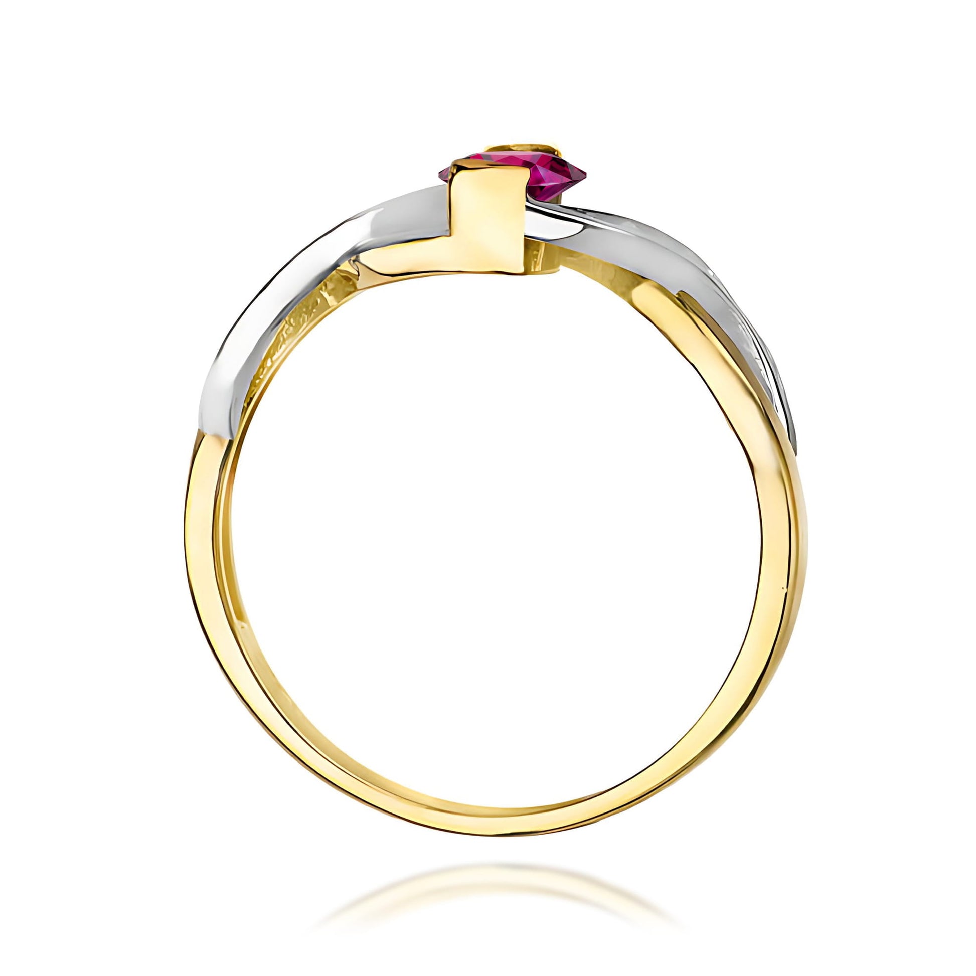 Inel Aur 9K cu Rhodolite 0.50 ct si Diamante Naturale 0.05 ct