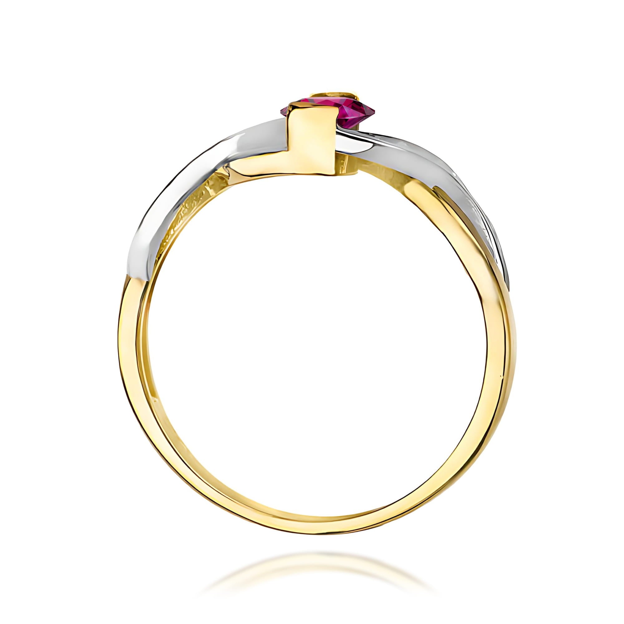 Inel Aur 9K cu Rhodolite 0.50 ct si Diamante Naturale 0.05 ct