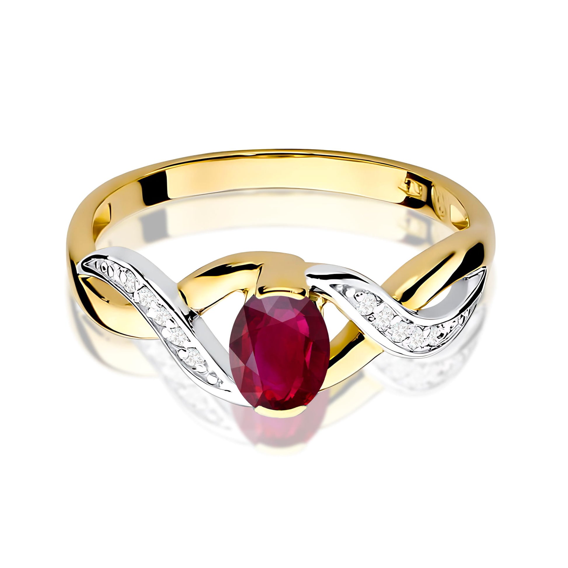 Inel Aur 9K cu Rubin 0.60 ct si Diamante Naturale 0.05 ct