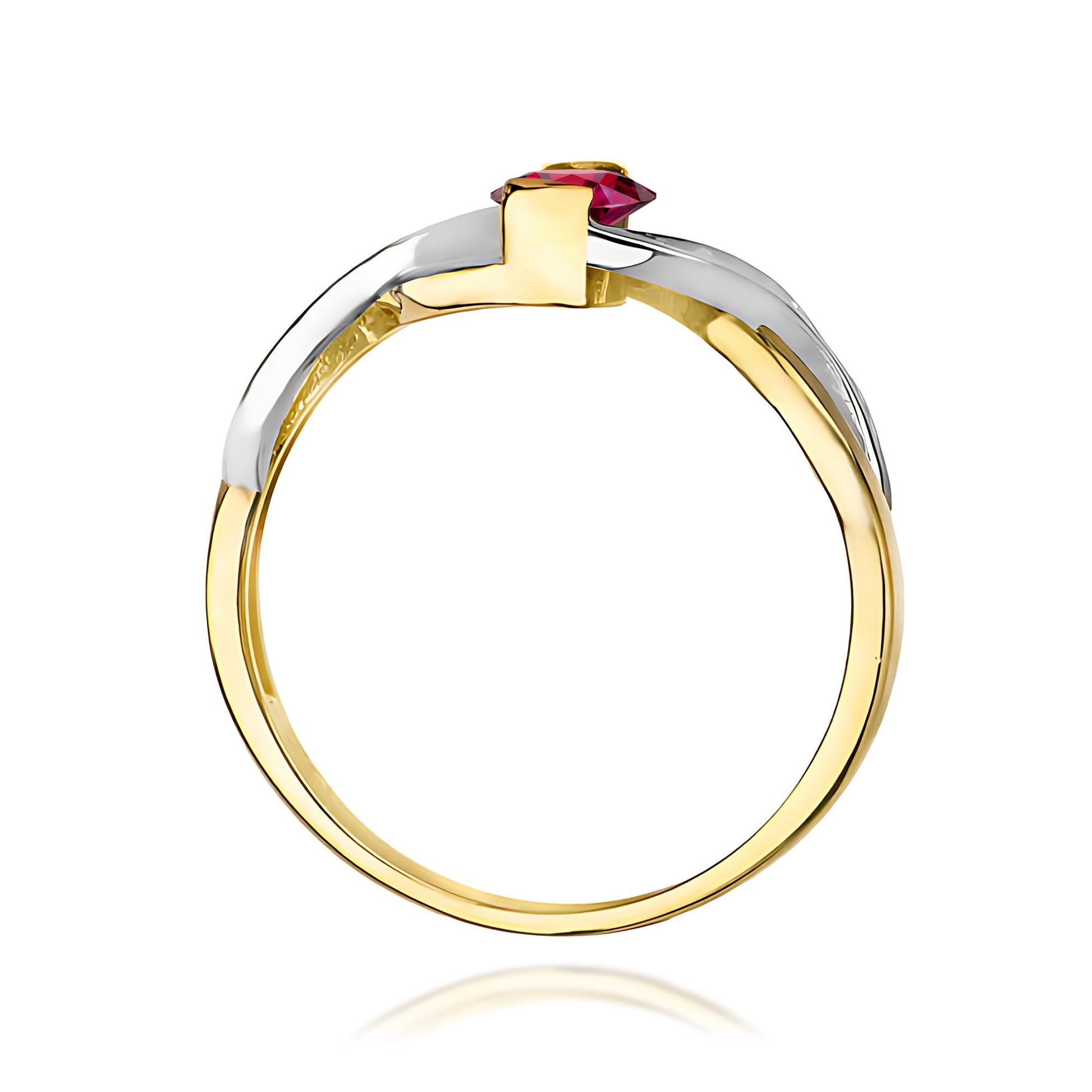 Inel Aur 9K cu Rubin 0.60 ct si Diamante Naturale 0.05 ct