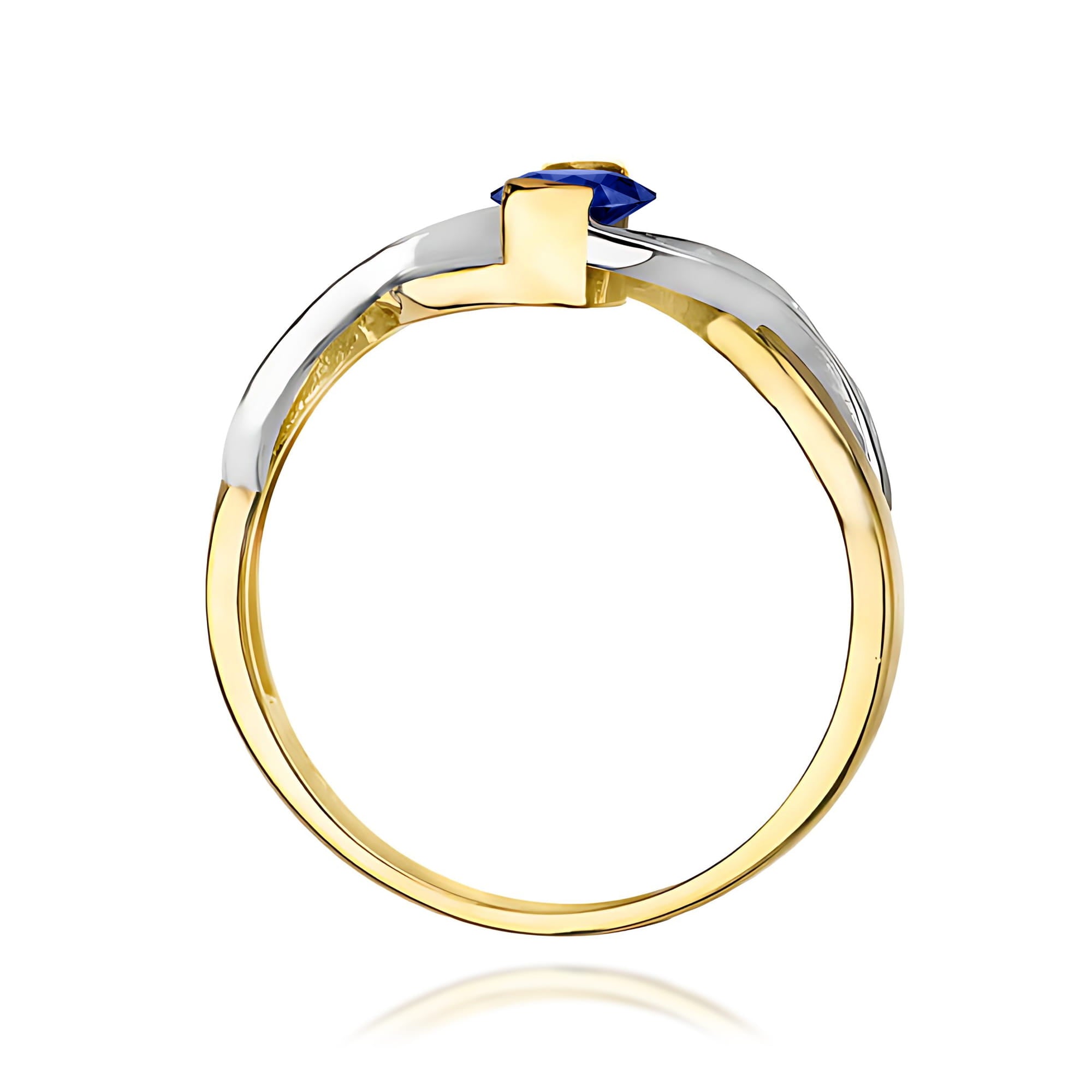 Inel Aur 9K cu Safir 0.70 ct si Diamante Naturale 0.05 ct