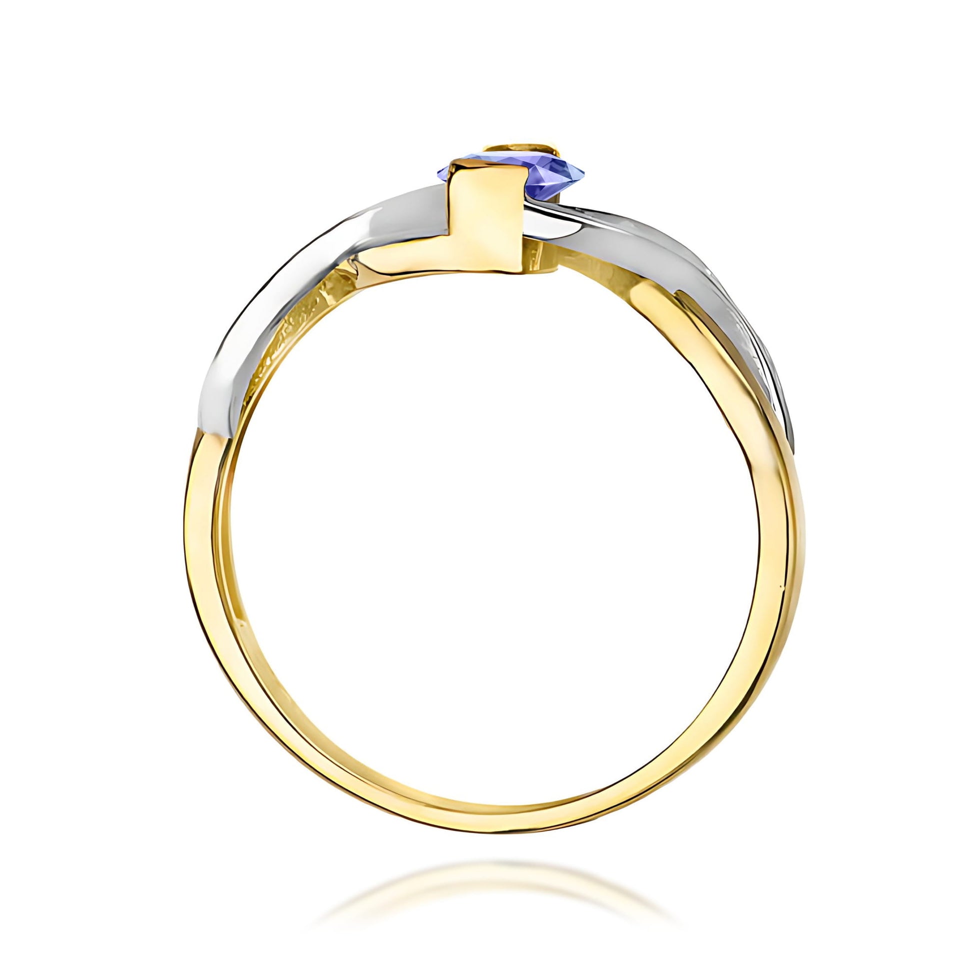 Inel Aur 9K cu Tanzanit 0.40 ct si Diamante Naturale 0.05 ct