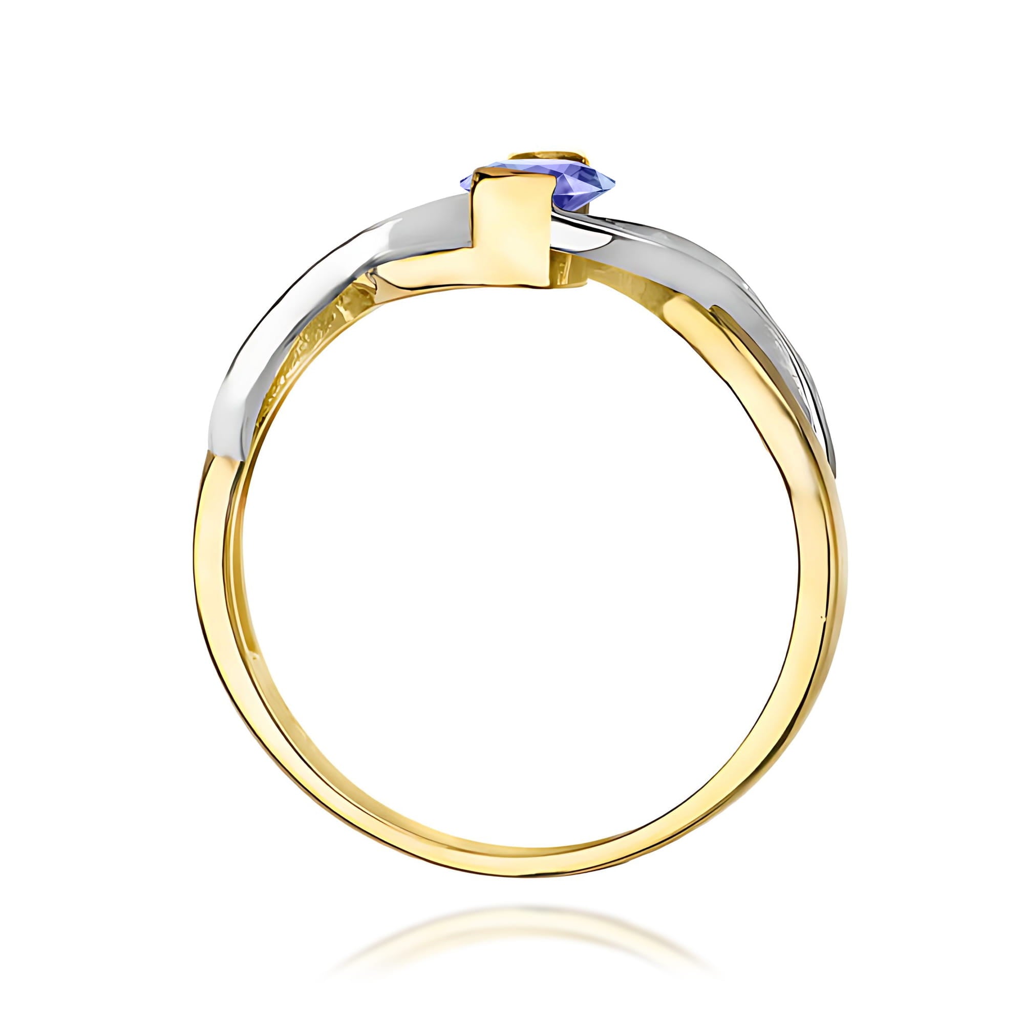 Inel Aur 9K cu Tanzanit 0.40 ct si Diamante Naturale 0.05 ct