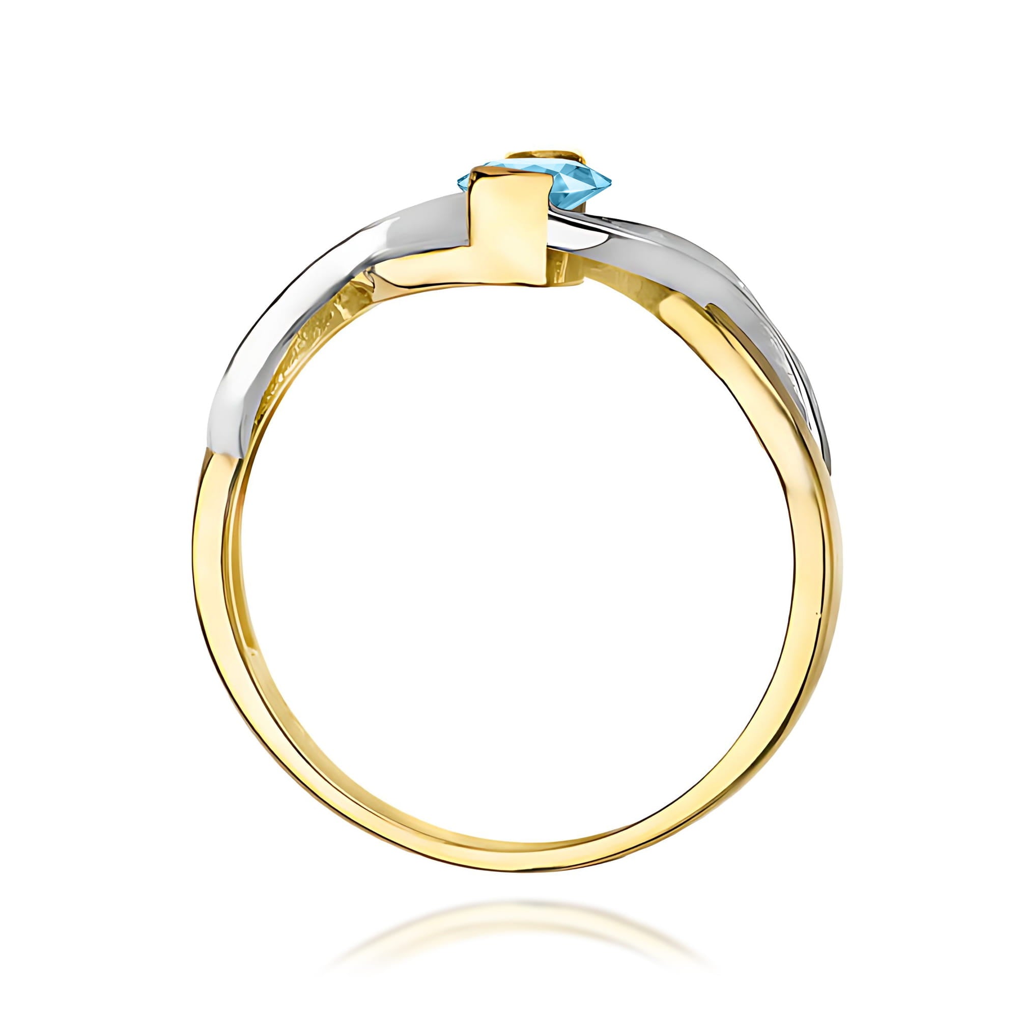Inel Aur 9K cu Topaz Swiss 0.50 ct si Diamante Naturale 0.05 ct