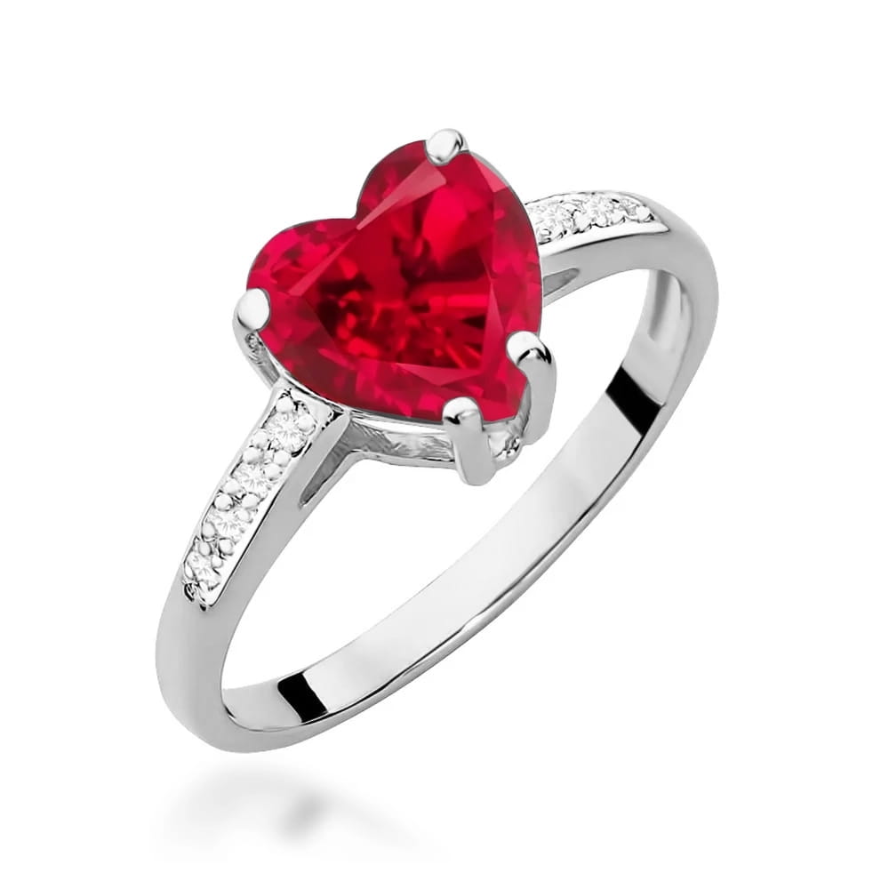 Inel Aur 9K cu Rubin 1.70 ct si Diamante Naturale 0.04 ct
