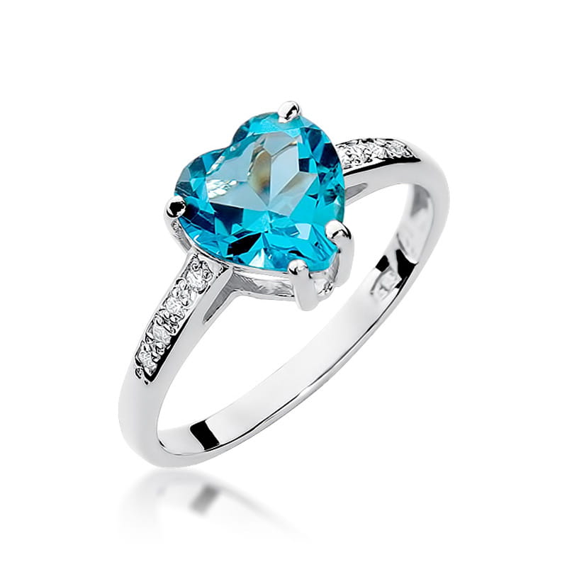 Inel Aur 9K cu Topaz Swiss 1.20 ct si Diamante Naturale 0.04 ct