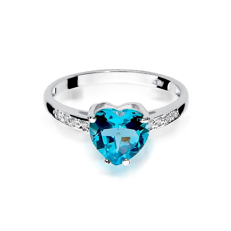 Inel Aur 9K cu Topaz Swiss 1.20 ct si Diamante Naturale 0.04 ct