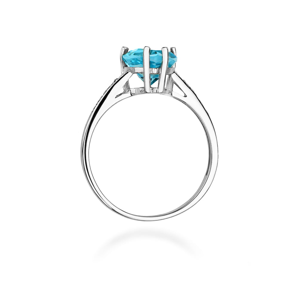 Inel Aur 9K cu Topaz Swiss 1.20 ct si Diamante Naturale 0.04 ct