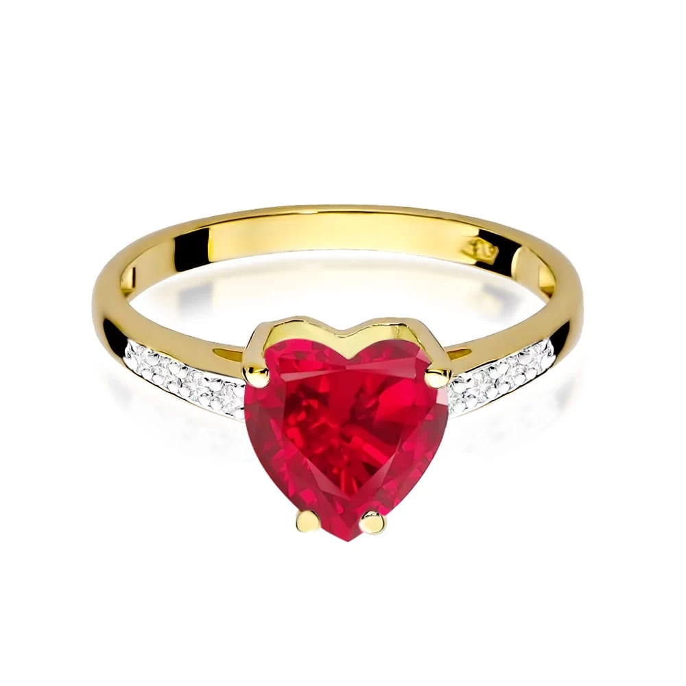 Inel Aur 9K cu Rubin 1.70 ct si Diamante Naturale 0.04 ct