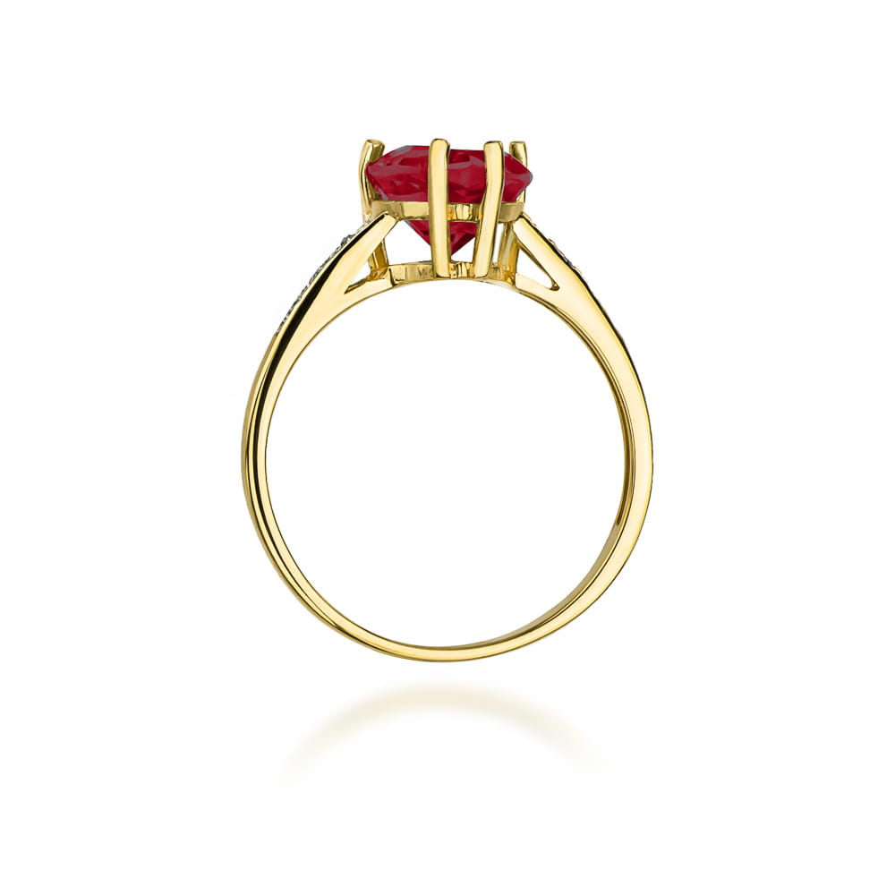 Inel Aur 9K cu Rubin 1.70 ct si Diamante Naturale 0.04 ct