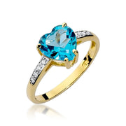 Inel Aur 9K cu Topaz Swiss 1.20 ct si Diamante Naturale 0.04 ct