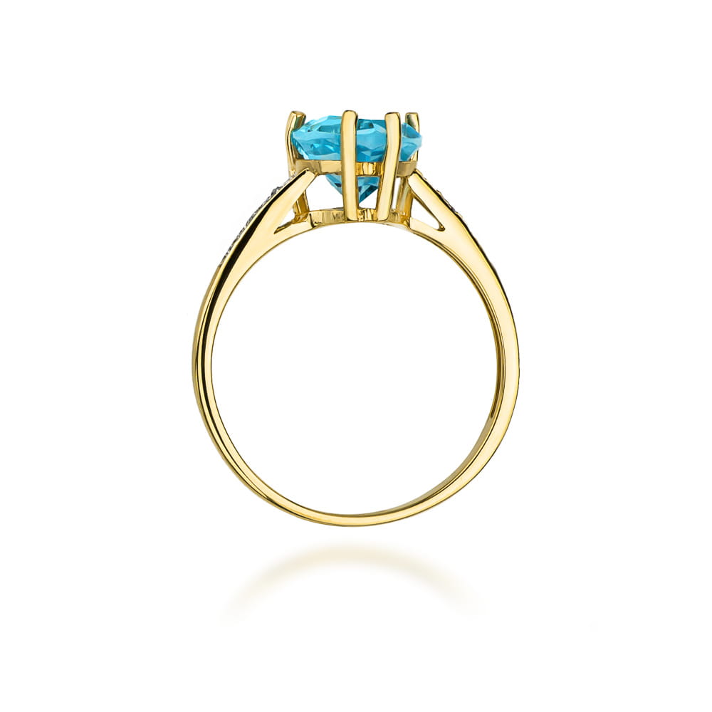 Inel Aur 9K cu Topaz Swiss 1.20 ct si Diamante Naturale 0.04 ct