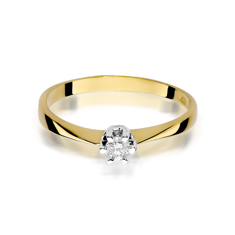 Inel Aur 9K cu Diamant Natural 0.10 ct