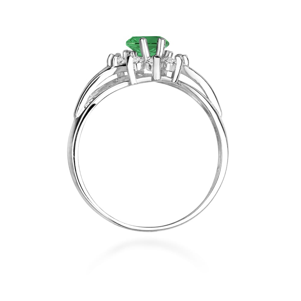 Inel Aur 9K cu Smarald 0.80 ct si Diamante Naturale 0.30 ct