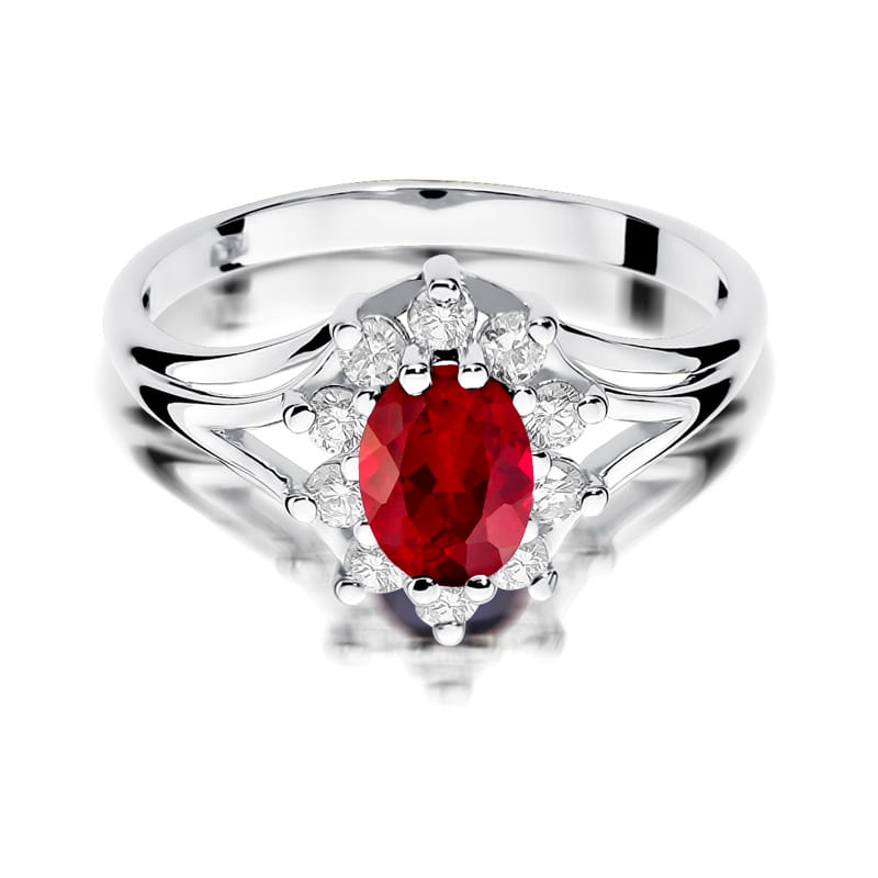 Inel Aur 9K cu Rubin 1.00 ct si Diamante Naturale 0.30 ct
