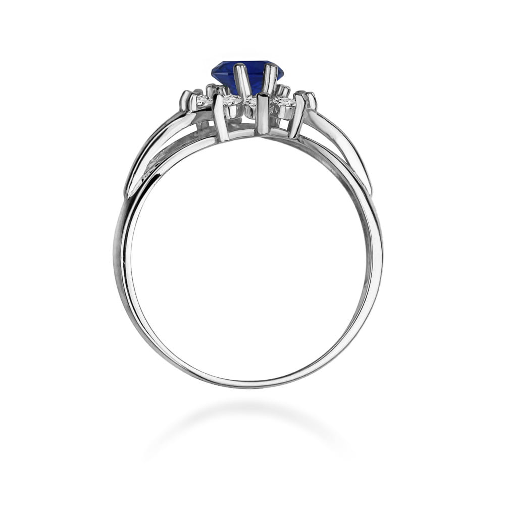 Inel Aur 9K cu Safir 0.90 ct si Diamante Naturale 0.30 ct