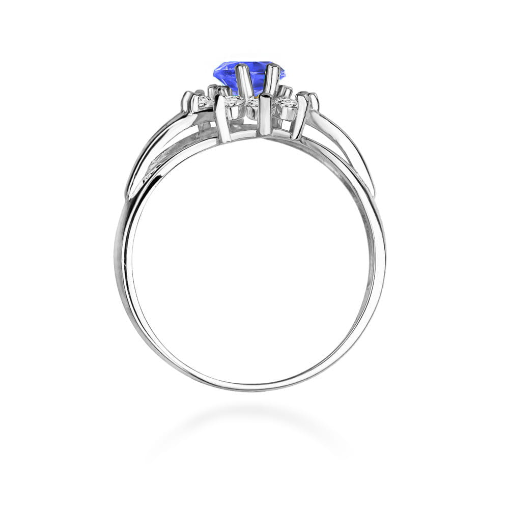 Inel Aur 9K cu Tanzanit 0.70 ct si Diamante Naturale 0.30 ct