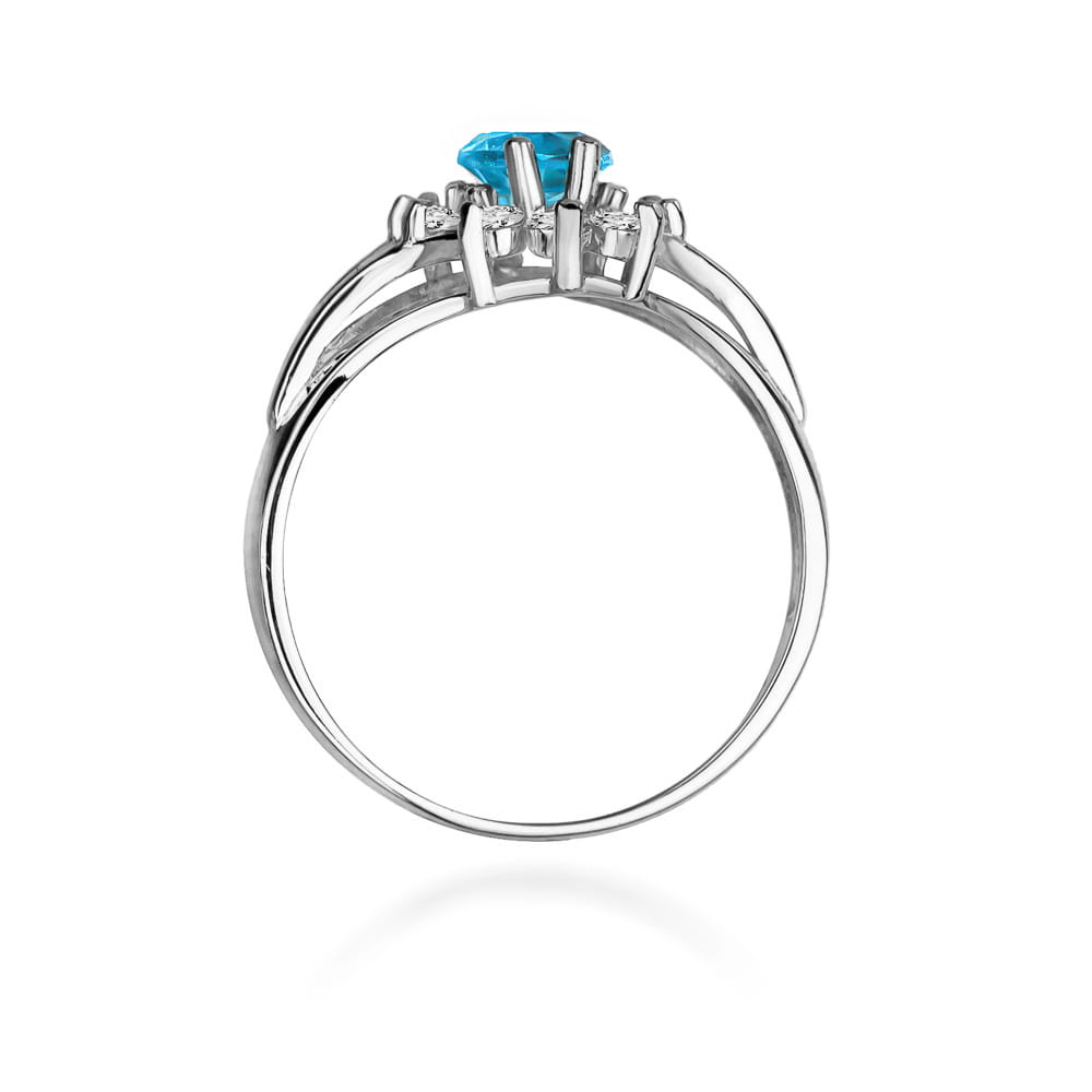 Inel Aur 9K cu Topaz Swiss 0.90 ct si Diamante Naturale 0.30 ct