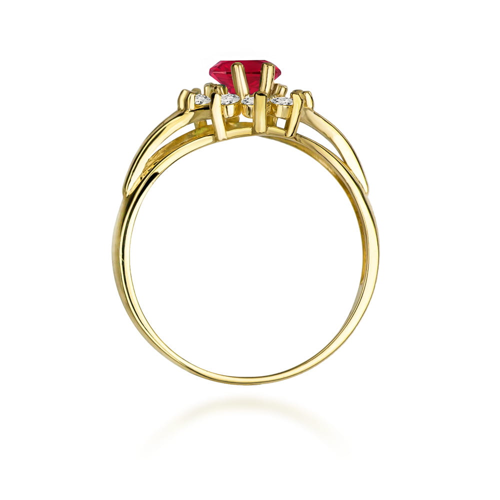 Inel Aur 9K cu Rubin 1.00 ct si Diamante Naturale 0.30 ct