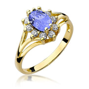 Inel Aur 9K cu Tanzanit 0.70 ct si Diamante Naturale 0.30 ct