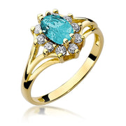 Inel Aur 9K cu Topaz Swiss 0.90 ct si Diamante Naturale 0.30 ct