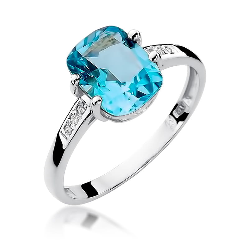 Inel Aur 9K cu Topaz Swiss 2.40 ct si Diamante Naturale 0.03 ct