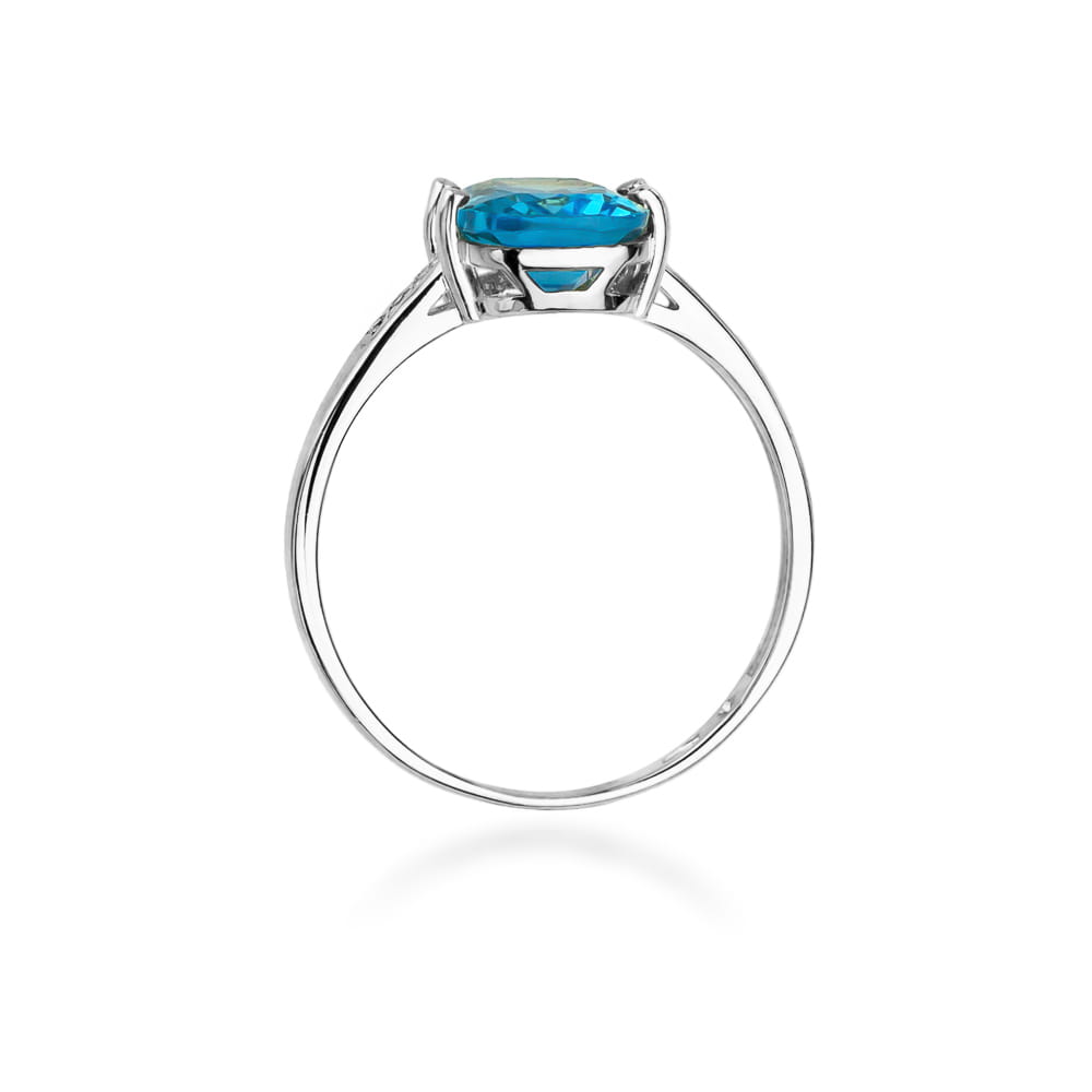 Inel Aur 9K cu Topaz Swiss 2.40 ct si Diamante Naturale 0.03 ct