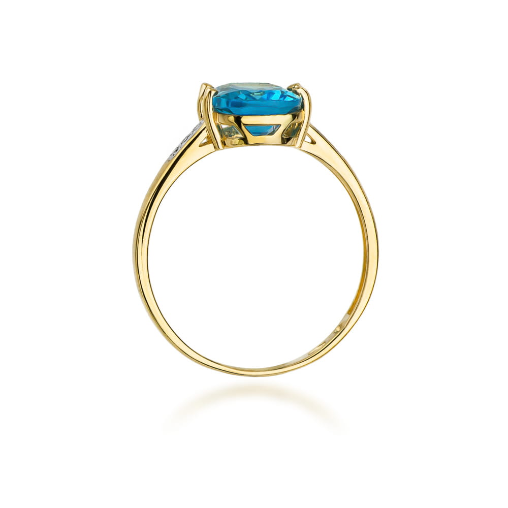 Inel Aur 9K cu Topaz Swiss 2.40 ct si Diamante Naturale 0.03 ct