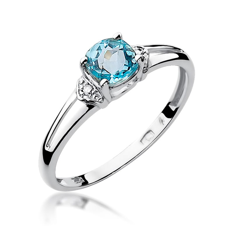 Inel Aur 9K cu Topaz Swiss 0.70 ct si Diamante Naturale 0.01 ct