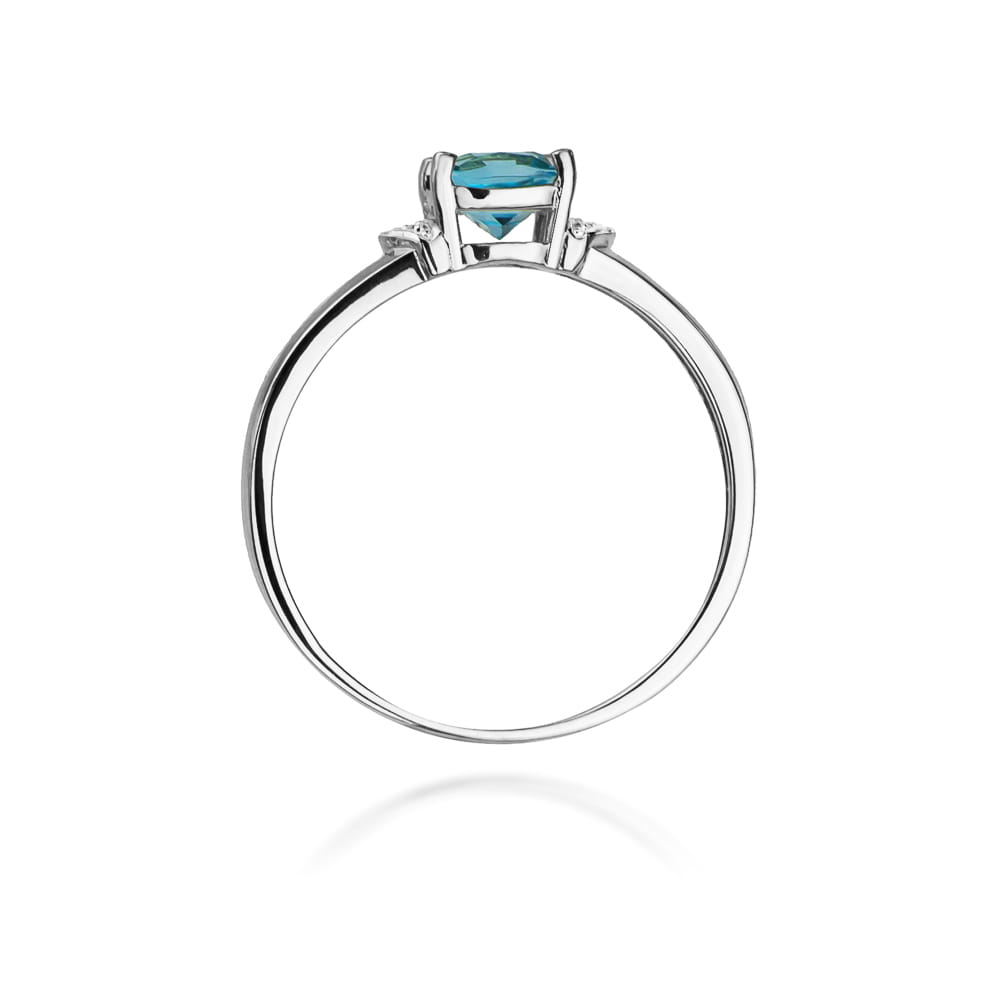 Inel Aur 9K cu Topaz Swiss 0.70 ct si Diamante Naturale 0.01 ct