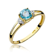 Inel Aur 9K cu Topaz Swiss 0.70 ct si Diamante Naturale 0.01 ct