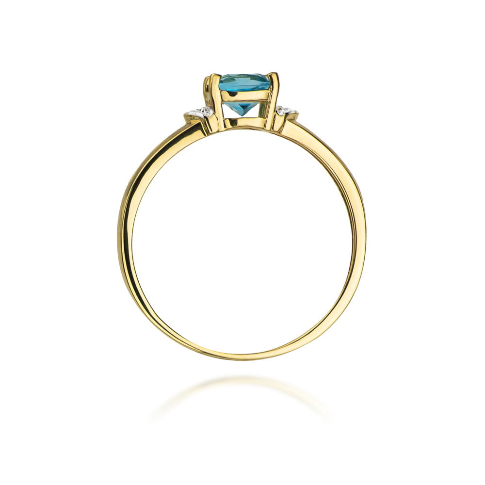 Inel Aur 9K cu Topaz Swiss 0.70 ct si Diamante Naturale 0.01 ct