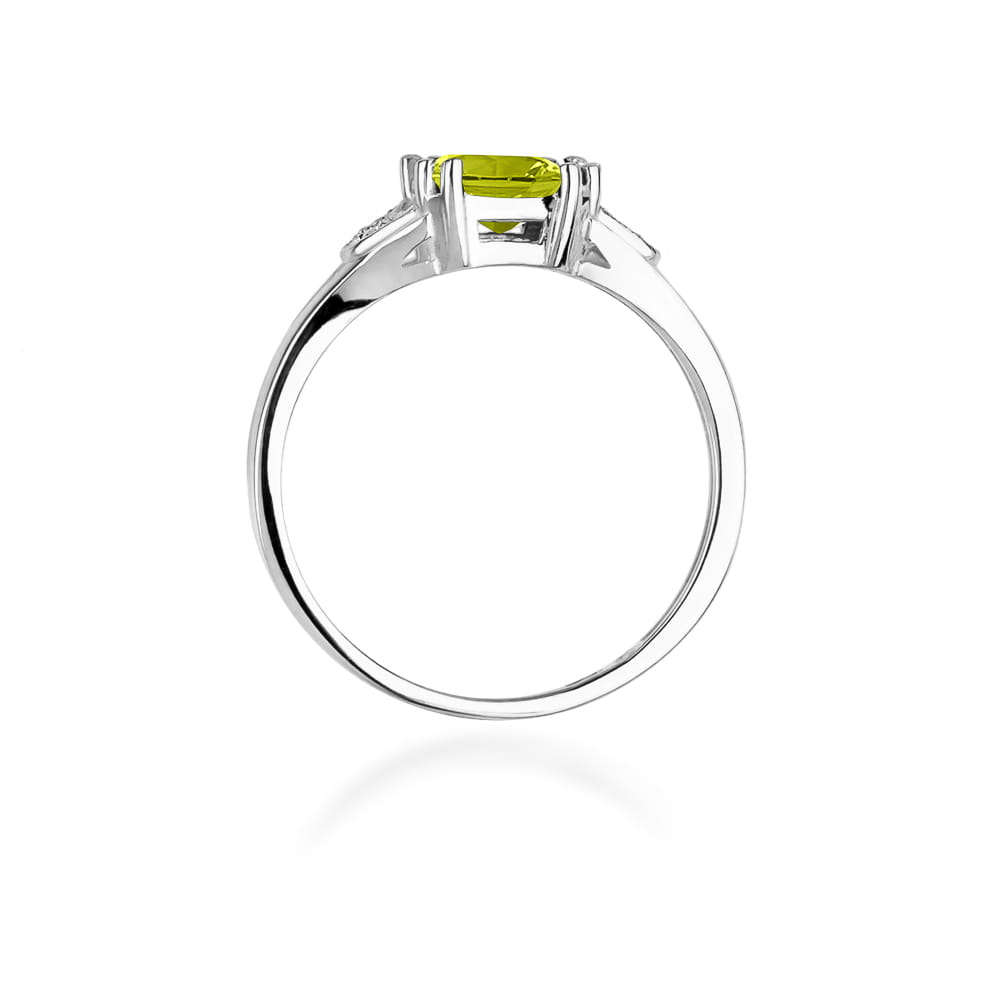 Inel Aur 9K cu Peridot 1.10 ct si Diamante Naturale 0.06 ct