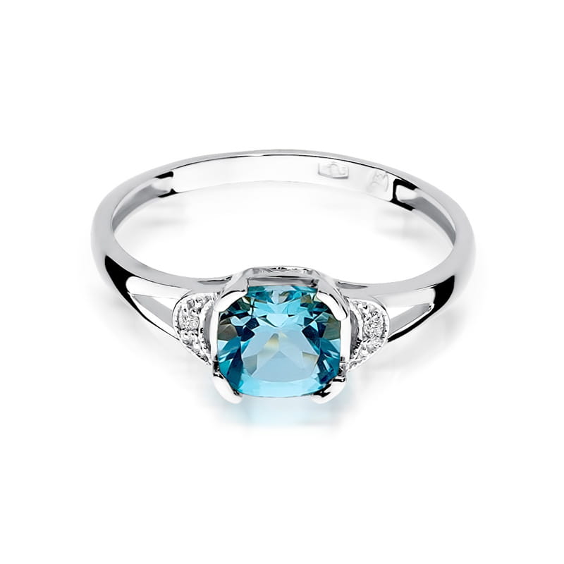 Inel Aur 9K cu Topaz Swiss 1.10 ct si Diamante Naturale 0.01 ct