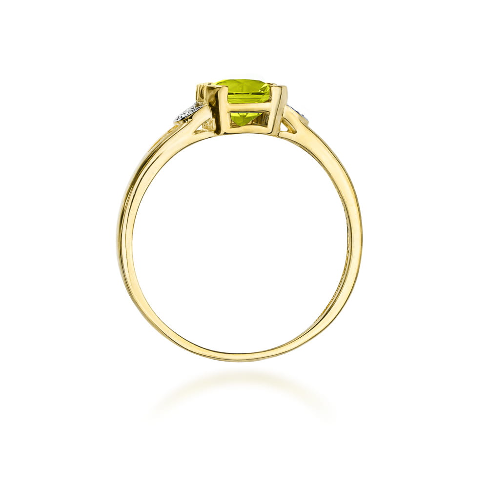 Inel Aur 9K cu Peridot 1.00 ct si Diamante Naturale 0.01 ct