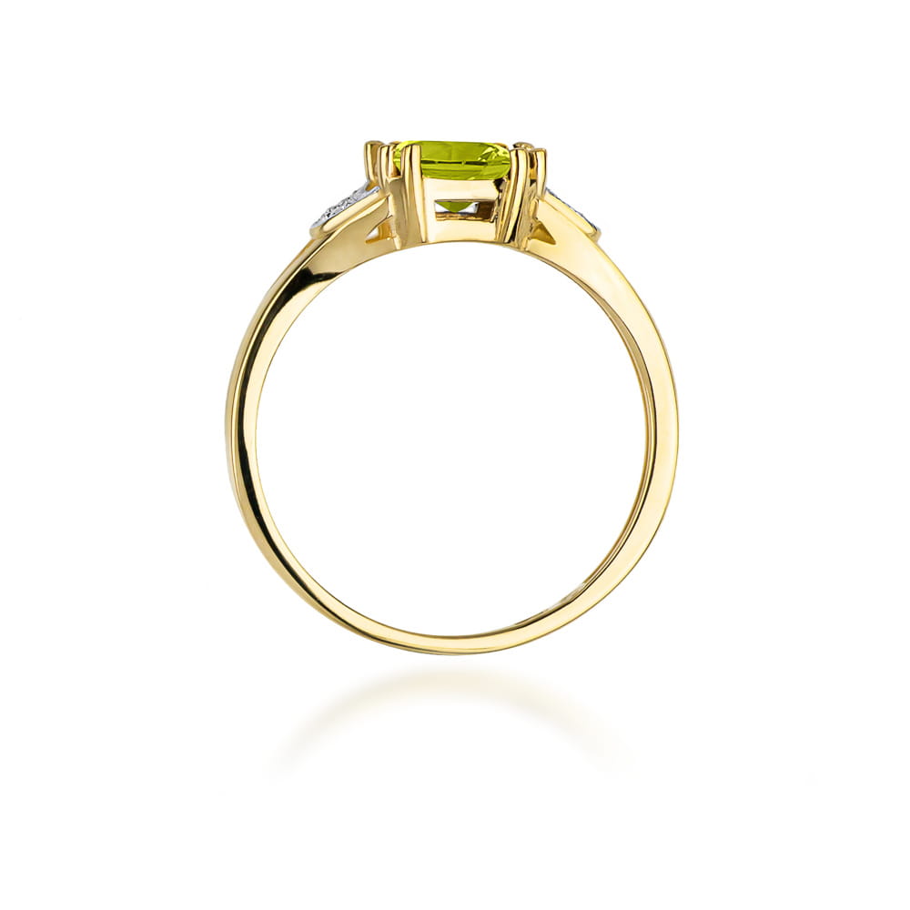 Inel Aur 9K cu Peridot 1.10 ct si Diamante Naturale 0.06 ct