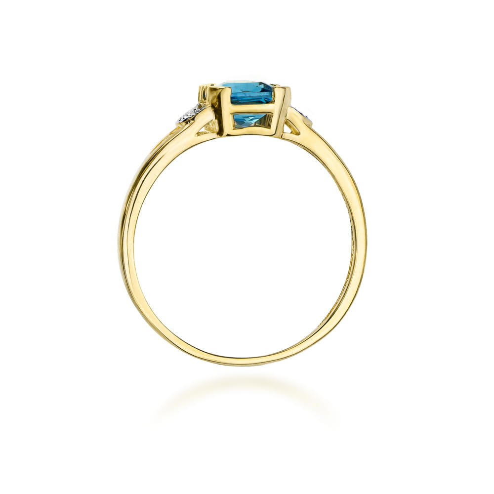 Inel Aur 9K cu Topaz Swiss 1.10 ct si Diamante Naturale 0.01 ct