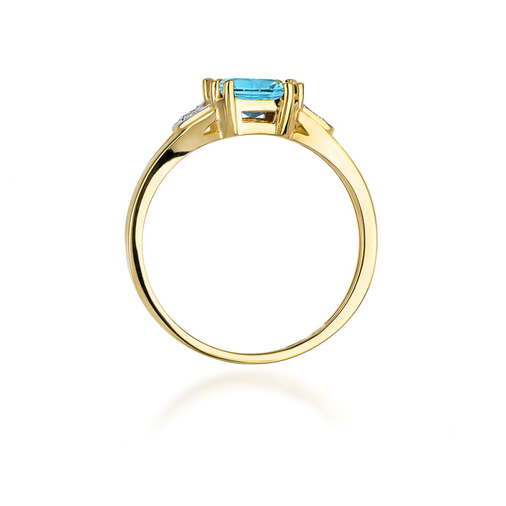 Inel Aur 9K cu Topaz Swiss 1.40 ct si Diamante Naturale 0.06 ct