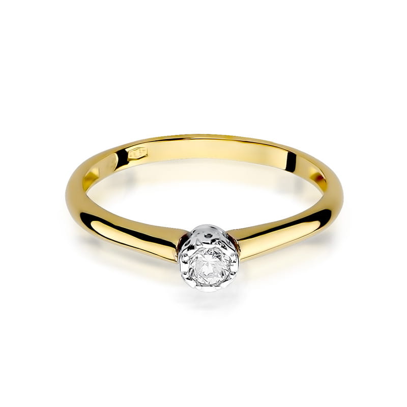 Inel Aur 9K cu Diamant Natural 0.13 ct