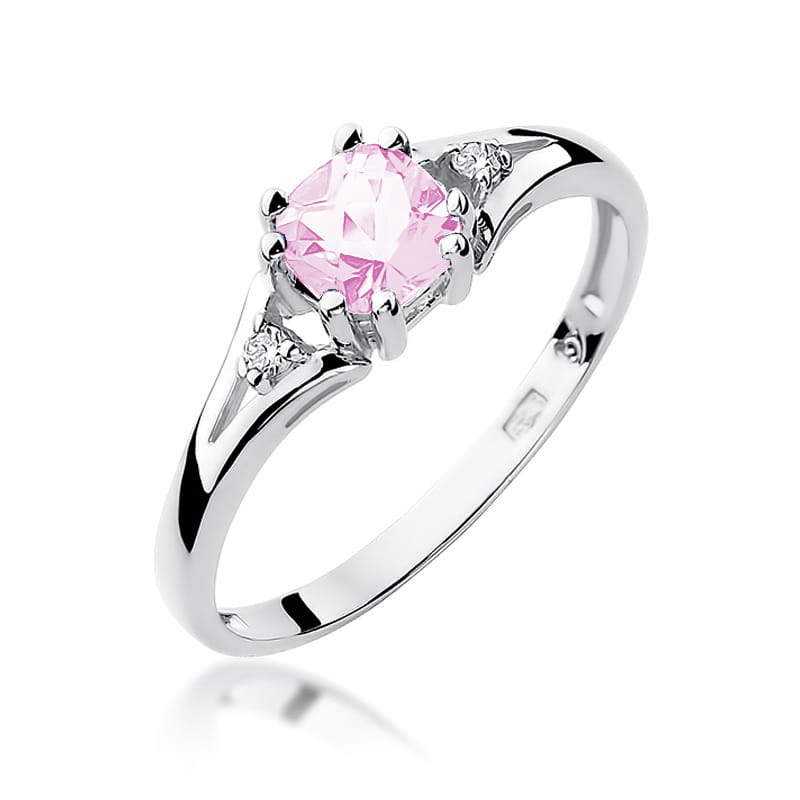Inel Aur 9K cu Topaz Roz 0.65 ct si Diamante Naturale 0.03 ct