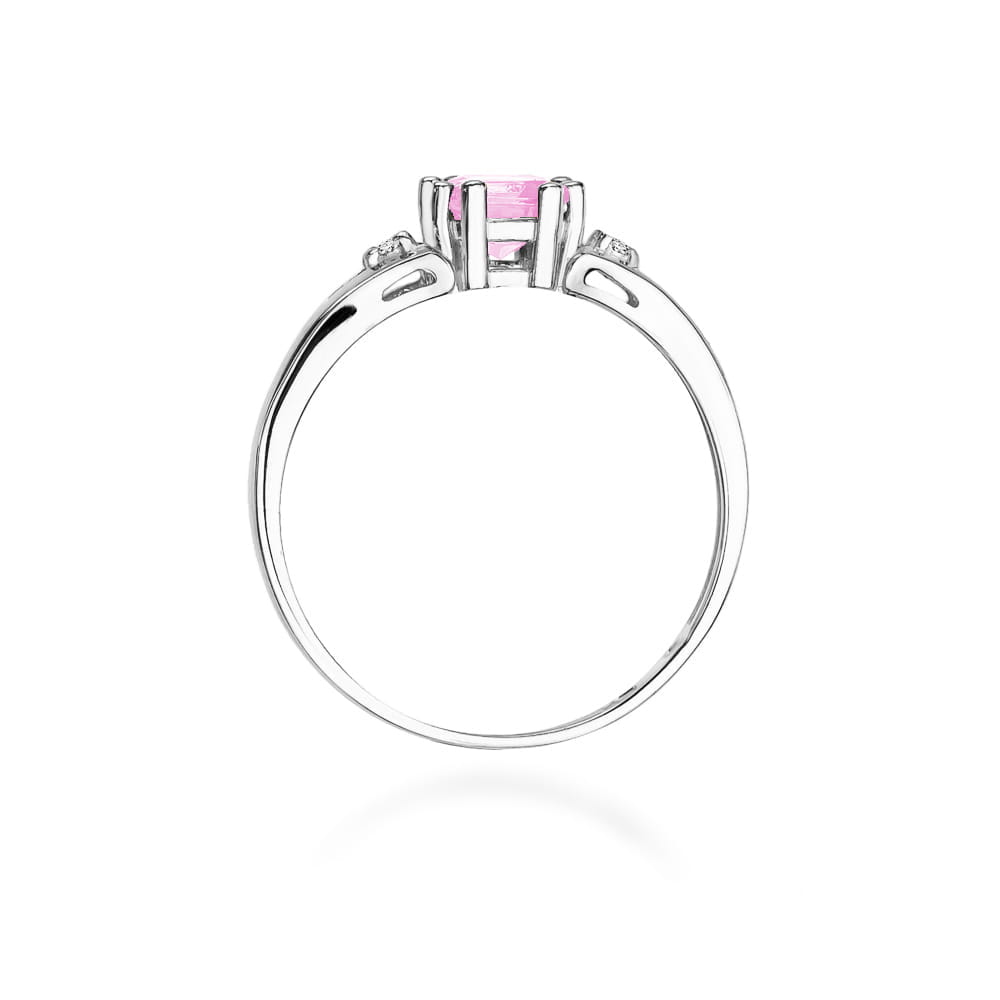 Inel Aur 9K cu Topaz Roz 0.65 ct si Diamante Naturale 0.03 ct