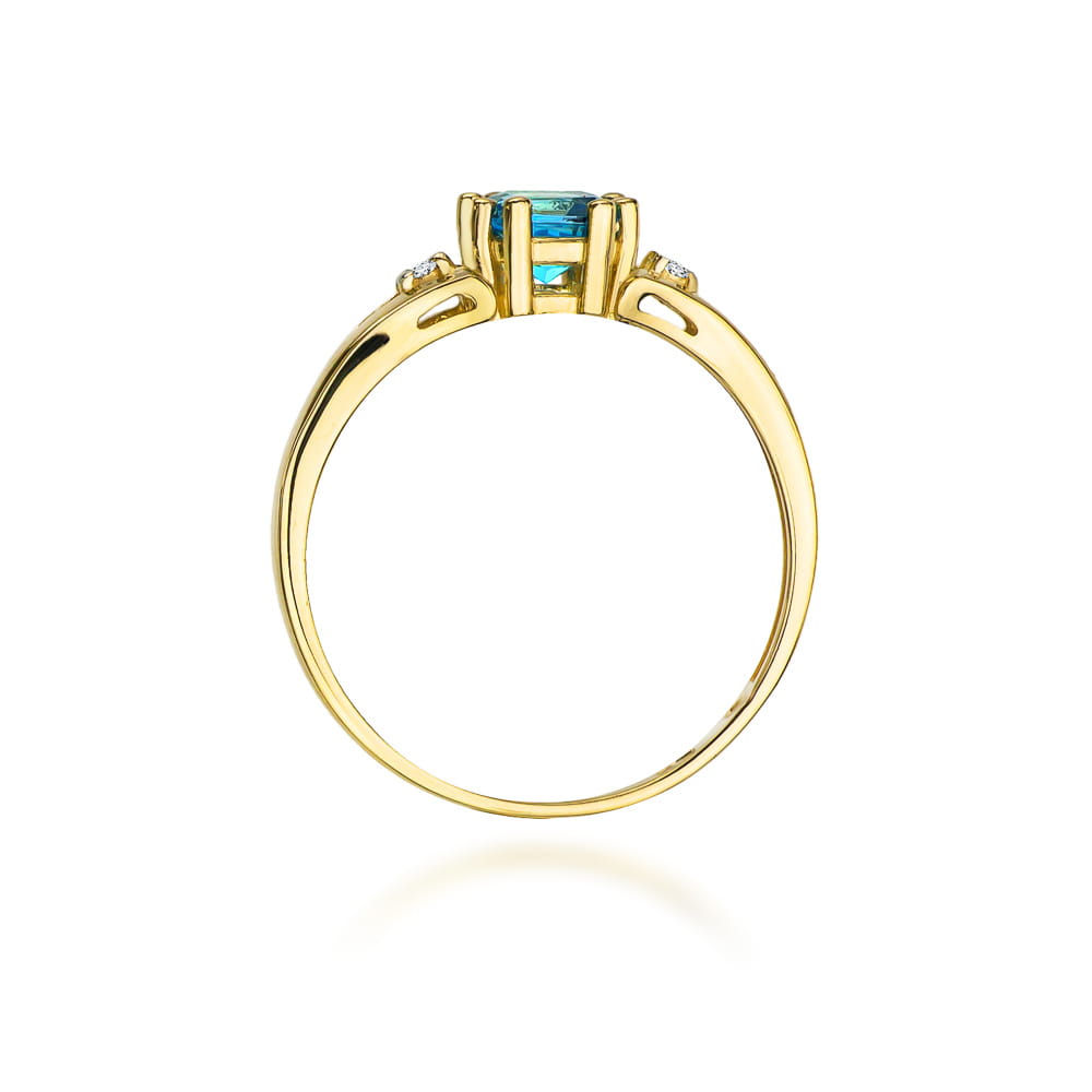 Inel Aur 9K cu Topaz Swiss 0.70 ct si Diamante Naturale 0.03 ct