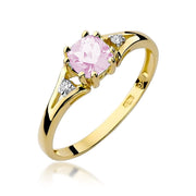 Inel Aur 9K cu Topaz Roz 0.65 ct si Diamante Naturale 0.03 ct