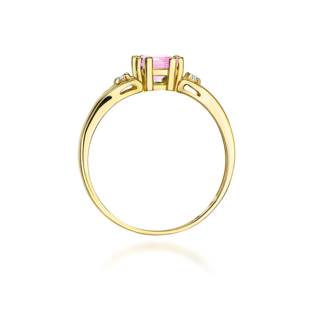 Inel Aur 9K cu Topaz Roz 0.65 ct si Diamante Naturale 0.03 ct
