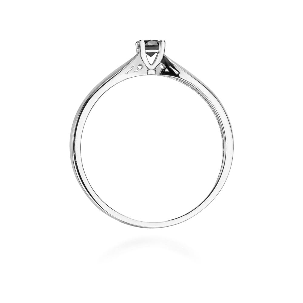 Inel Aur 9K cu Diamant Natural Negru 0.12 ct