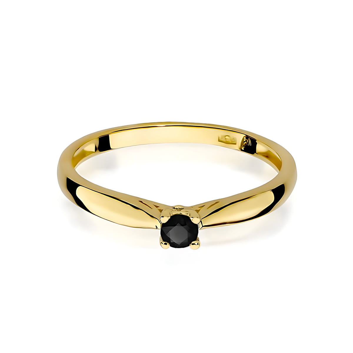 Inel Aur 9K cu Diamant Natural Negru 0.12 ct