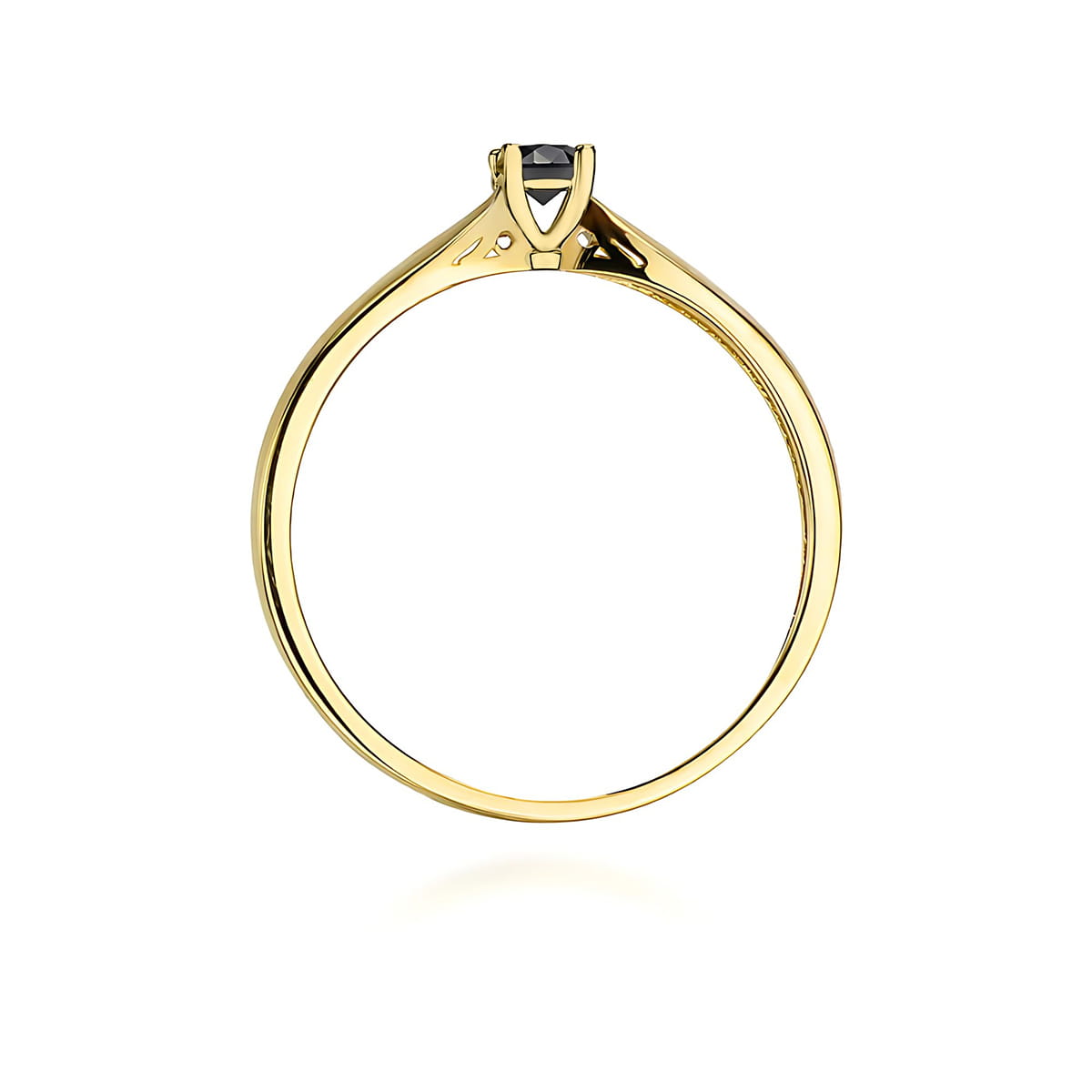 Inel Aur 9K cu Diamant Natural Negru 0.12 ct
